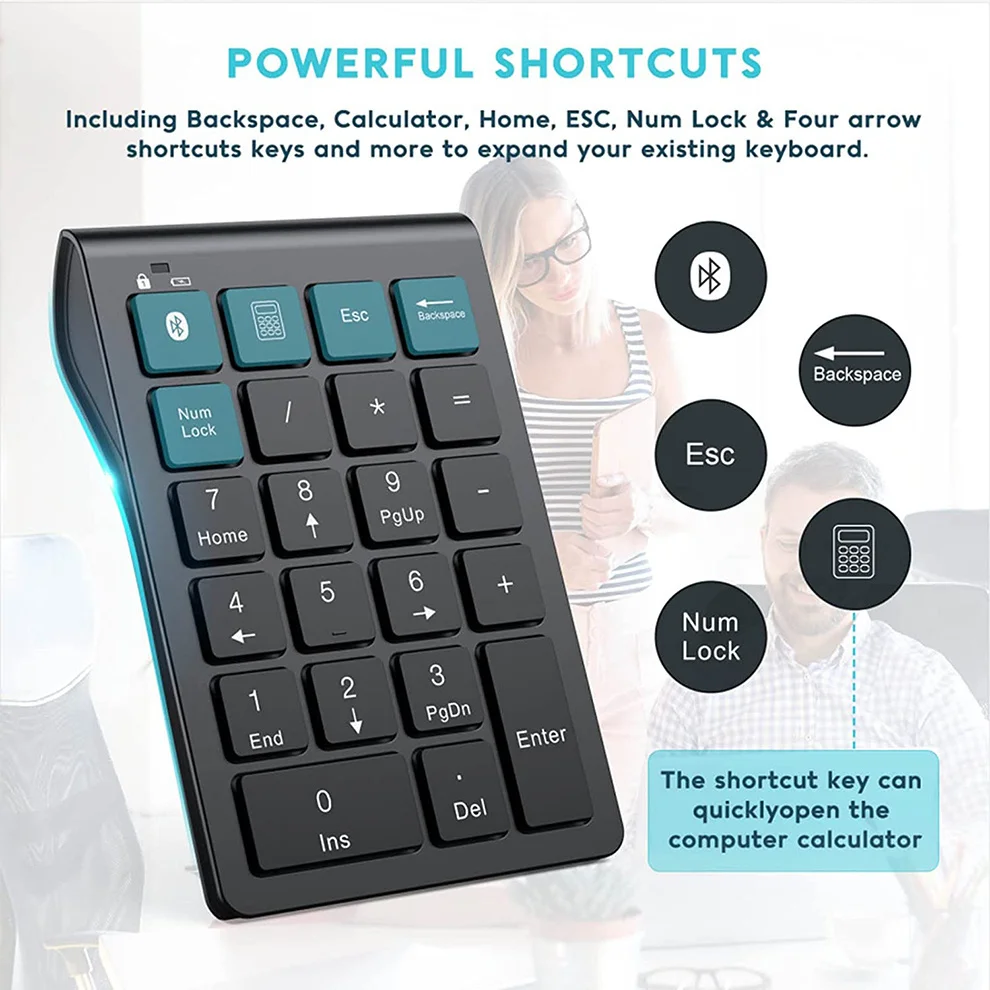 JOMAA Bluetooth Number Pad Wireless Numeric Keypad Numpad Portable Mini Financial Accounting Numeric Pad