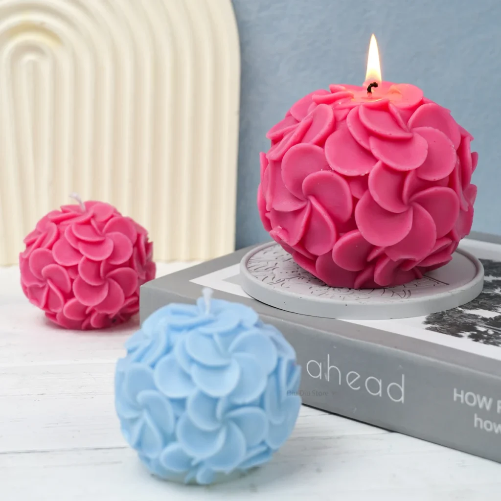3D  Flower Ball Silicone Candle Mold DIY Handmade Aromath Soap Resin Plaster Chocolate Baking Molds Home Wedding Crafts Decor