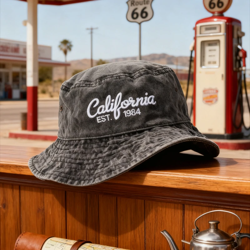 Washed Cotton Bucket Hat for Men Women Vintage Wide Brim Sun Protection Adjustable Outdoor Fishing Cap Sport California Style