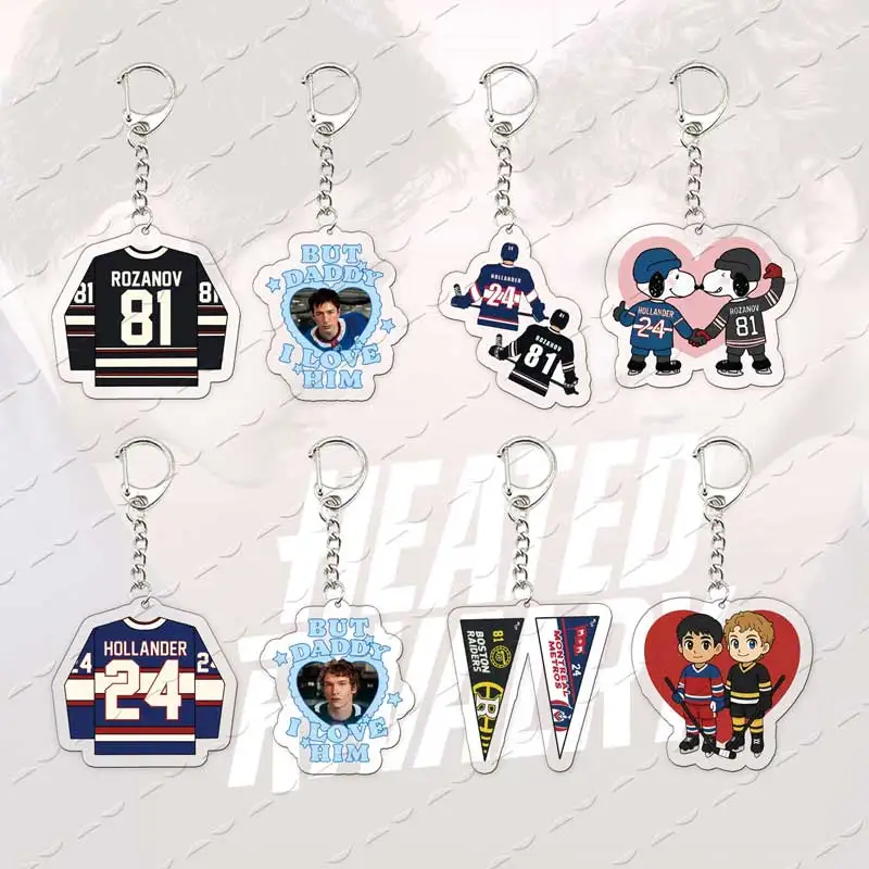 Shane and Ilya Keychain for Accessories Bag Acrylic TV Show Heated Rivalry Pendant KeyRing  Chains Jewelry Fans Freinds Gifts