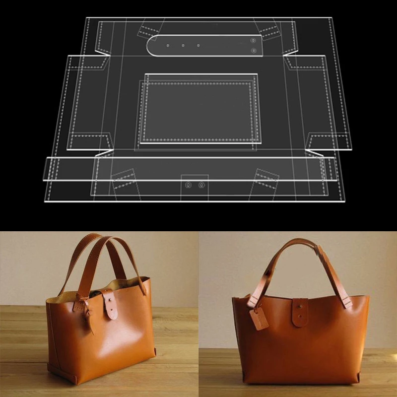 YOMDID 5PCS Handmade Leather Handbag Making Templates DIY Leather Making Acrylic Stencils Backpack Leather Crafting Supplies