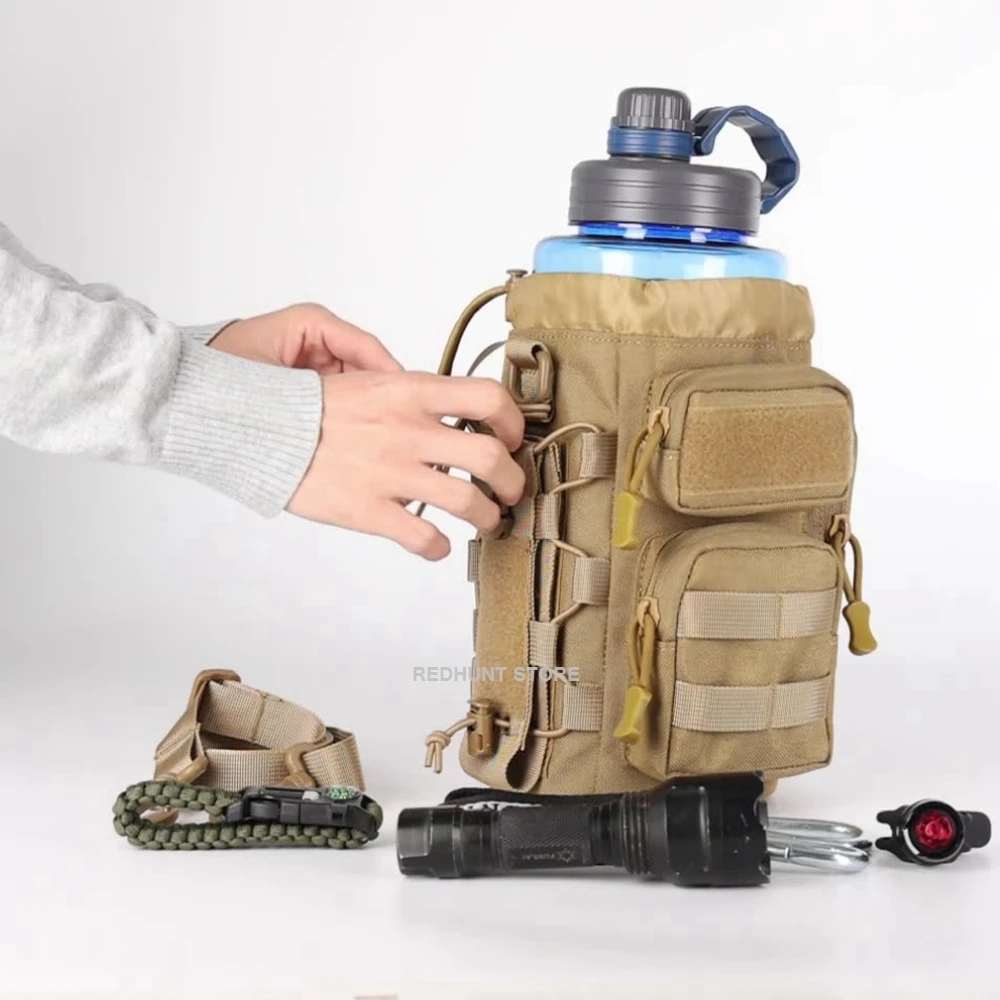 Tactical Molle Pouch Multifunctional Water Bottle Pouch Phone Pouch EDC Bag with Shoulder Strap - Image 4