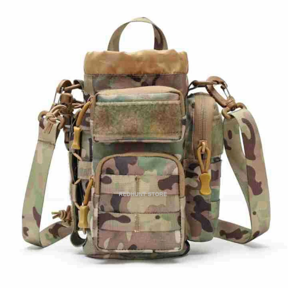 Tactical Molle Pouch Multifunctional Water Bottle Pouch Phone Pouch EDC Bag with Shoulder Strap - Image 8