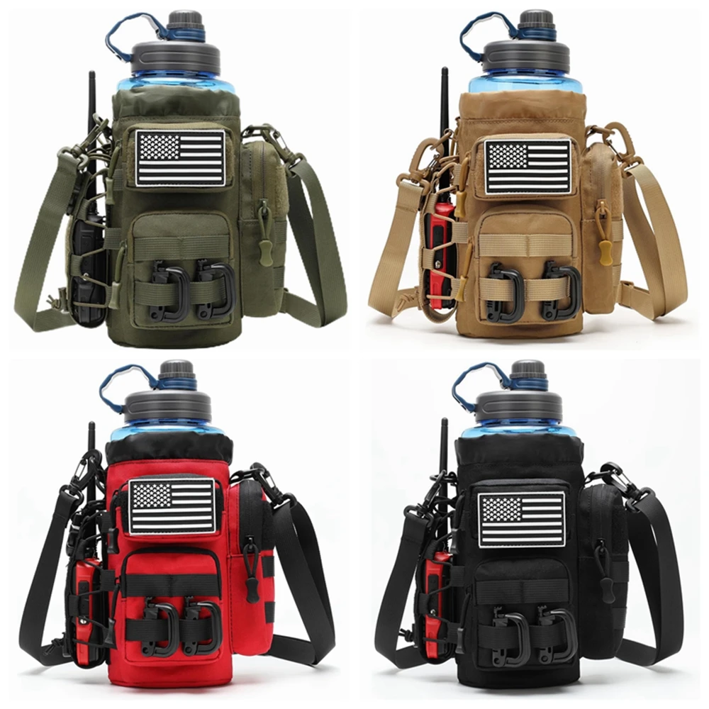 Tactical Molle Pouch Multifunctional Water Bottle Pouch Phone Pouch EDC Bag with Shoulder Strap