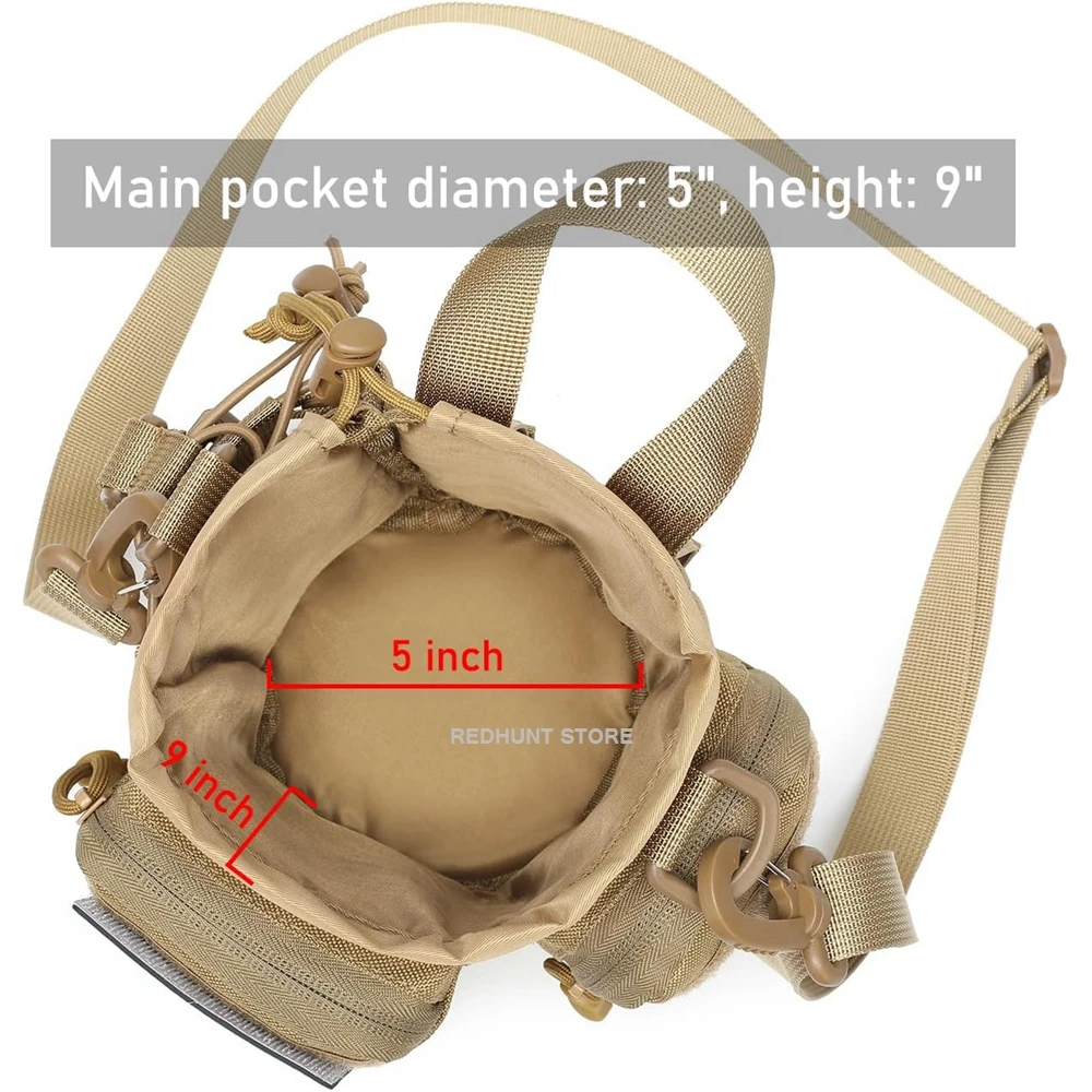 Tactical Molle Pouch Multifunctional Water Bottle Pouch Phone Pouch EDC Bag with Shoulder Strap - Image 2